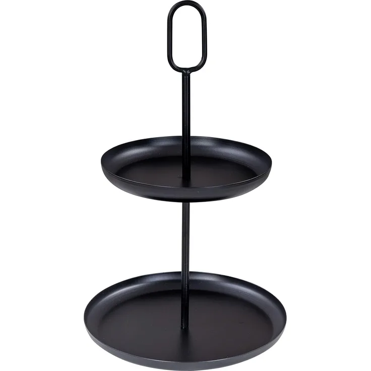 Levandeo® Etagere, Etagere 2 Ebenen H34cm Metall Schwarz Servierplatte Kuchenplatte