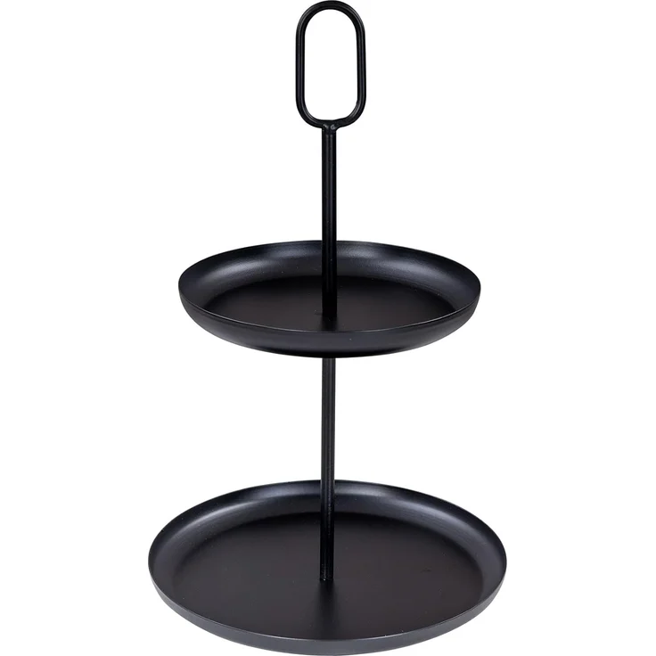 Levandeo® Etagere, Etagere 2 Ebenen H34cm Metall Schwarz Servierplatte Kuchenplatte – Bild 1
