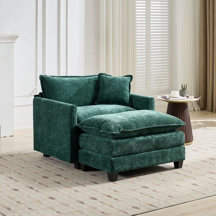 ZUBALIYA Sofa mit LED - Beleuchtung, mit Chenille - Bezug, mit Cordbezug, modular aufgebaut, aus Chenille, für Wohnzimmer und Apartments – Bild 6