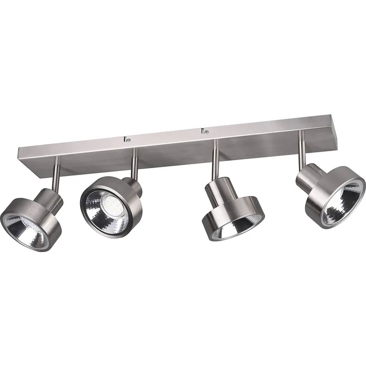 Deckenleuchte, 4-flammig, Metall silber, Spots verstellbar