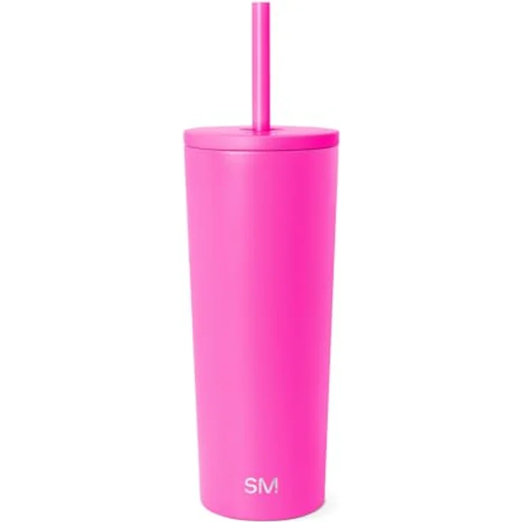 Simple Modern Thermobecher mit Strohhalm und Deckel | Trinkbecher mit Henkel Wiederverwendbare Edelstahl | Geschenke für Frauen und Männer | Classic | 710ml | Raspberry Vibes – Bild 1