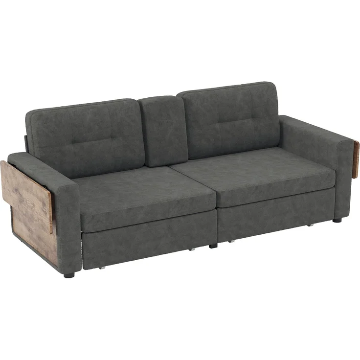 ZUBALIYA Schlafsofa 71x57.5 cm, mit Schreibtisch, mit Schubladen, mit Stauraum, mit Ablageflächen, mit Ausziehbett, Grau – Bild 14