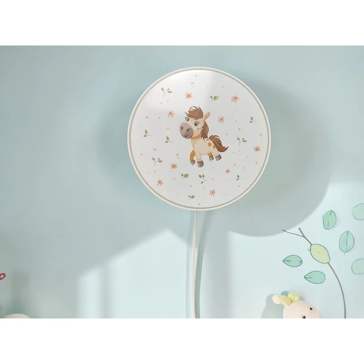 Kinderzimmer Wandlampe Pony Ø 25cm mit Schalter, Kabel, Stecker & E14 LED – Bild 4