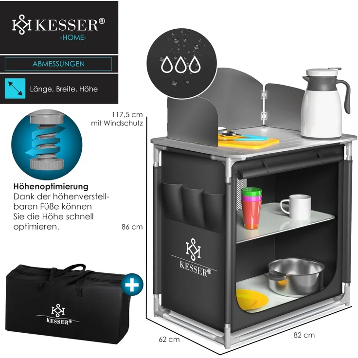 KESSER® Campingschrank, Campingküche mit Aluminiumgestell, inkl. Tragetasche , Kocherschrank für Camping , Campingmöbel , Outdoor Typ F2 (Anthrazit) – Bild 7