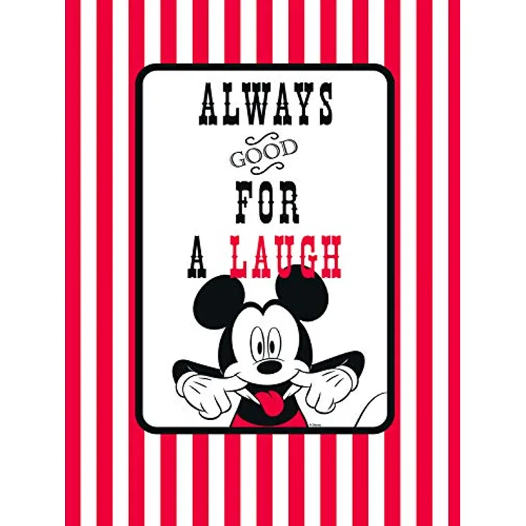 Komar Disney Wandbild, Mickey Mouse Laugh Kunstdruck, 30x40cm, fotorealistischer Druck auf hochwertigem Fotopapier, ohne Rahmen, für Kinderzimmer und Babyzimmer
