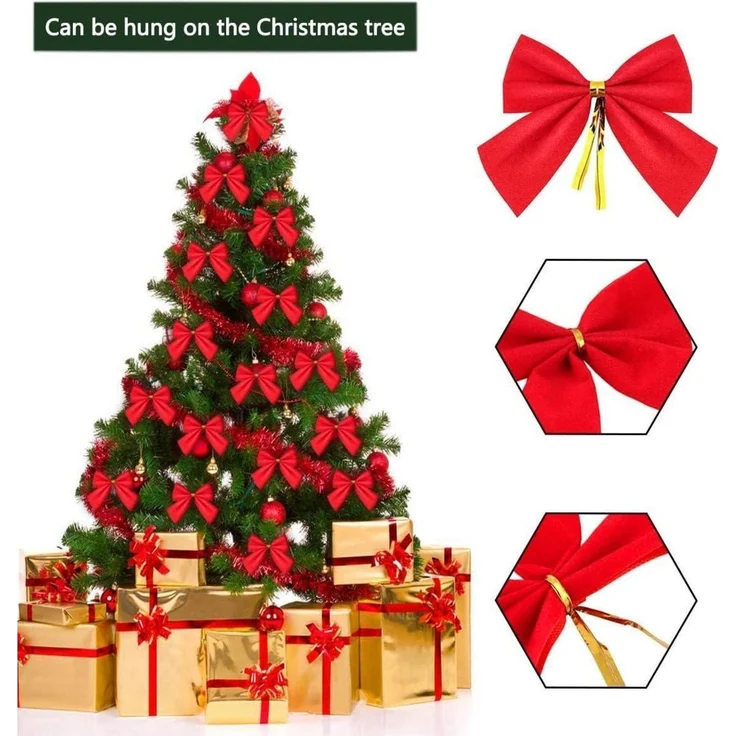 96 Rote Weihnachtsschleifen 6cm, Festliche Geschenkschleifen für Weihnachten – Bild 3
