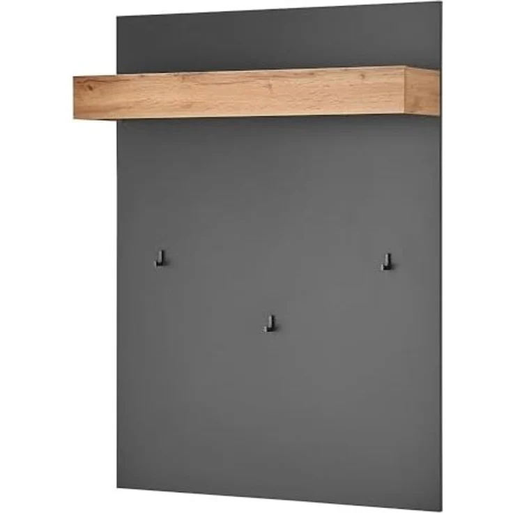 Lomadox Garderoben-Set CRISP-61, (Spar-Set, 2-St, Garderobenpaneel Schuhbank), in anthrazit mit Wotan Eiche Nb, griffloses öffnen – Bild 3
