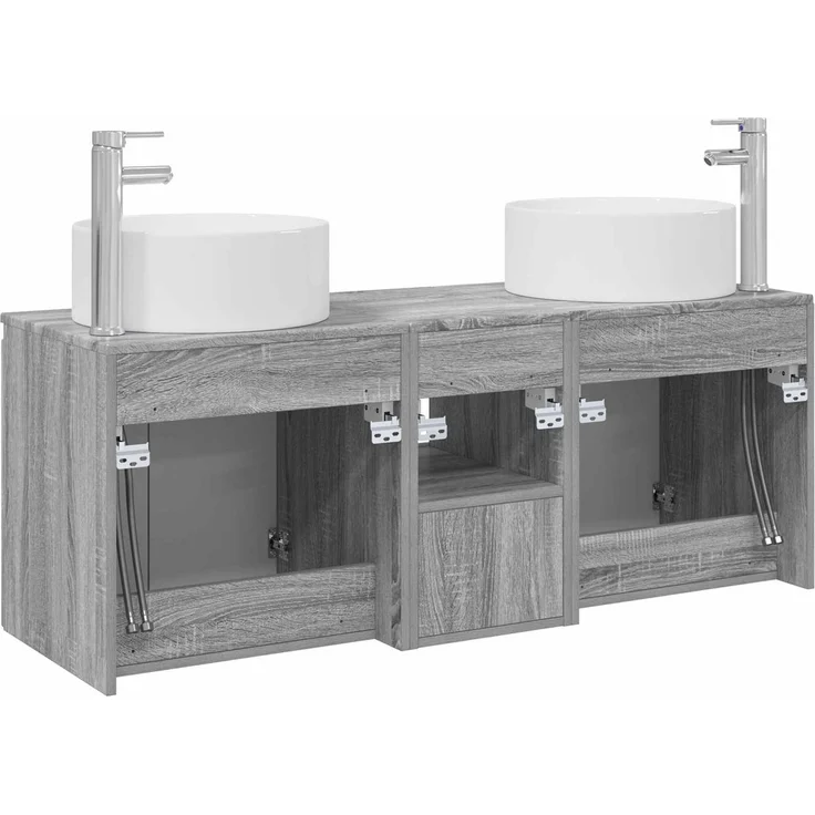 vidaXL Badezimmerschrank-Set 3 stk. Grau Sonoma 129 x 44,5 x 80 cm 3405743 – Bild 8
