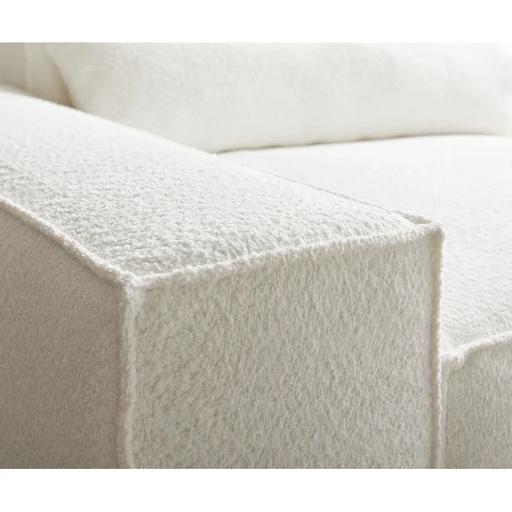 Big-Sofa Sirpio 230x95 cm Bouclé Creme-Weiß mit Hocker – Bild 4