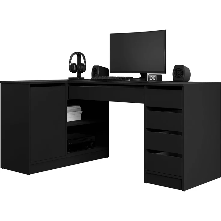 Eckschreibtisch / Eckschminktisch Ada (Farbe: Schwarz) – Bild 1