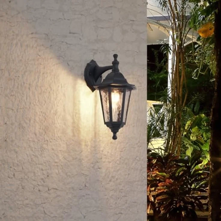 Qazqa Außen-Wandleuchte New haven hammered, ohne Leuchtmittel, E27, Schwarz, Klassisch / Antik, Kunststoff, 1-flammig – Bild 2