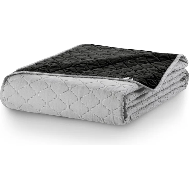 DecoKing Tagesdecke zweiseitig Bettüberwurf doppelseitig pflegeleicht Axel, Polyester, silber schwarz, 220x240 – Bild 5