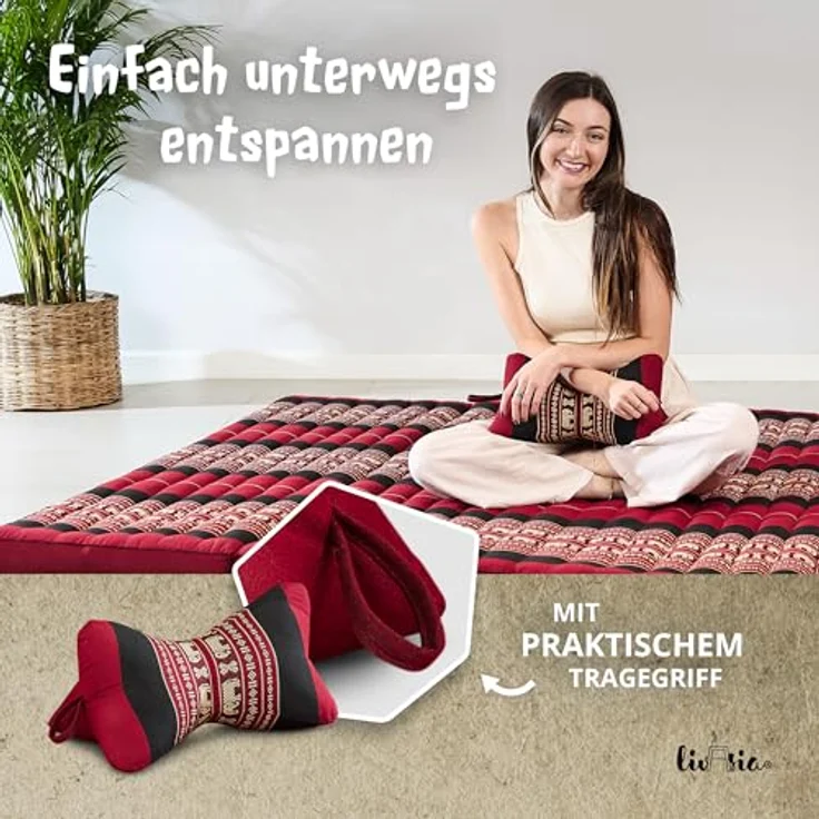 livasia Nackenstützkissen Knochenkissen, vegan und handgefertigt, Ø 15x32cm, Kapok – Bild 7