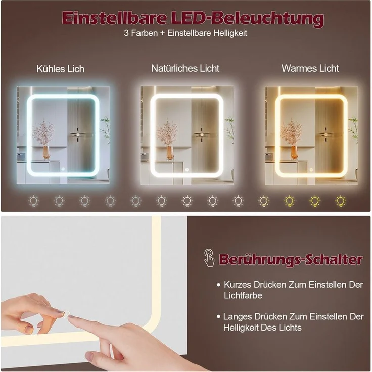 HOMALL Schminktisch Schminktisch mit Spiegel und LED Mit 7 Schubladen und 8 Ablagefächern (Größe: 110*40*139 cm Einstellbare drei Farbtemperaturen, um Ihr perfektes Make-up zu präsentieren) – Bild 3