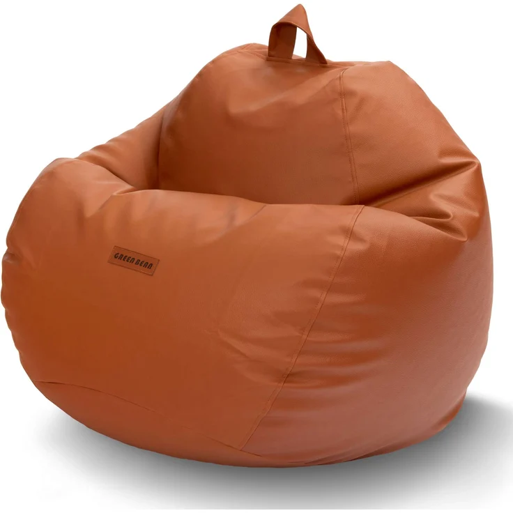 Green Bean® Sitzsack aus Kunstleder mit EPS Perlen Füllung - 90 x 70 cm - Bean Bag - - Cognac – Bild 1