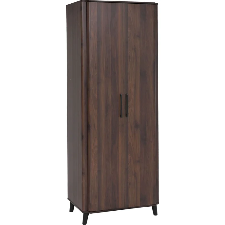 Hochschrank HWC-P42, Garderoben-/Kleiderschrank Kleideraufbewahrung Schrank 2 Türen 216x80x57cm ~ Walnuss-Optik – Bild 9