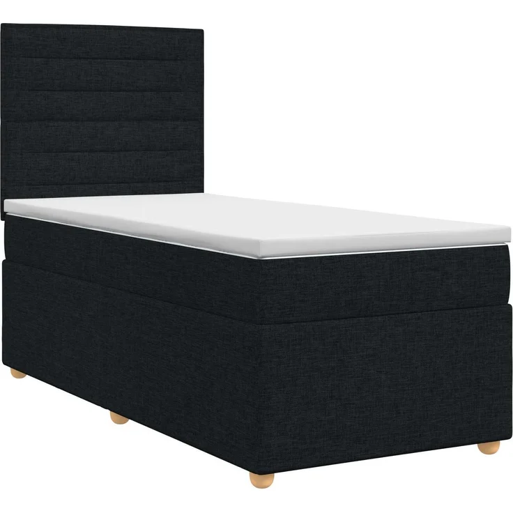 vidaXL Boxspringbett mit Matratze Schwarz 100 x 200 cm Stoff 3453811 – Bild 2
