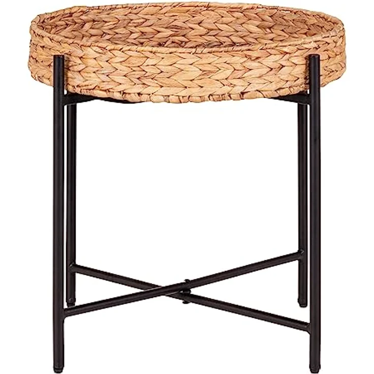 XXXL Beistelltisch, Braun-Schwarz, Metall und Naturmaterialien, einfacher Aufbau, 50x48.5x50 cm – Bild 4