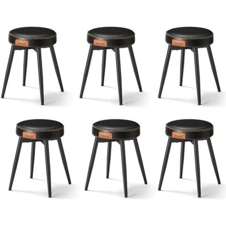 Vasagle Esszimmerstühle (6 St), Sitzhocker, EKHO Series, Kunstleder, 48,2 cm hoch, tintenschwarz – Bild 1