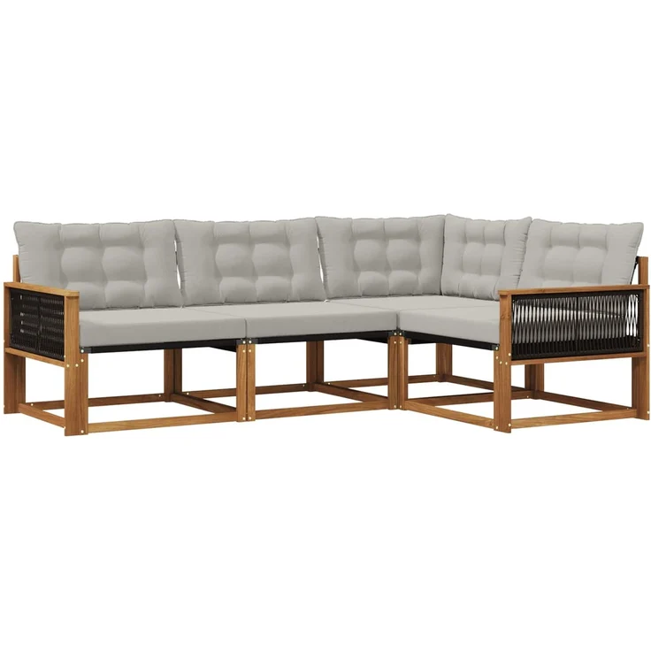 vidaXL Outdoor-Sofagarnitur 4 stk. 4-Sitzer Natur und Hellgrau 3381391 – Bild 2