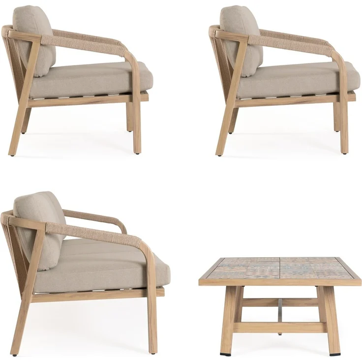 4er Garten-Set Aremilak - Aluminium Desert Sand, Olefin Taupe, Big – Bild 6