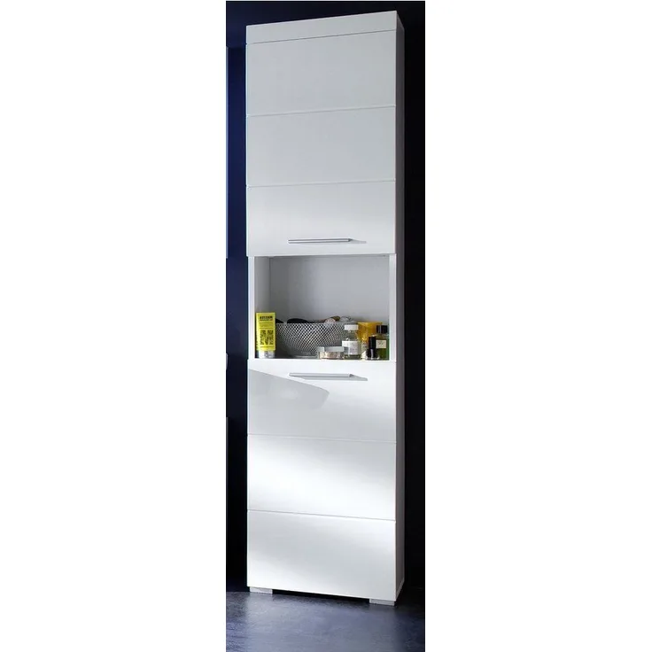 trendteam Hochschrank Amanda (Badschrank in weiß Hochglanz, 2-türig 37 x 190 cm) 5 Fächer