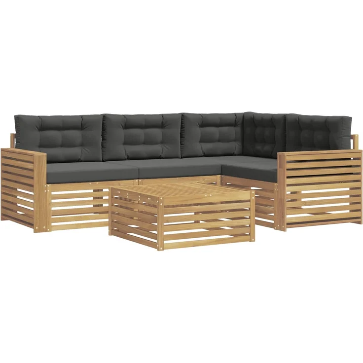 vidaXL Outdoor-Sofagarnitur 5 stk. 4-Sitzer Weiß und Anthrazit 3390452 – Bild 2