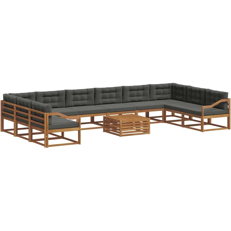 vidaXL Outdoor-Sofagarnitur mit Kissen 11 pcs Natur und Anthrazit 3368290 – Bild 2