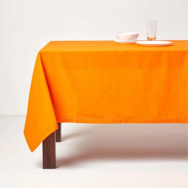 Homescapes Tischdecke Tischdecke orange – 137 x 137 cm, 100% Baumwolle (1-tlg) – Bild 4
