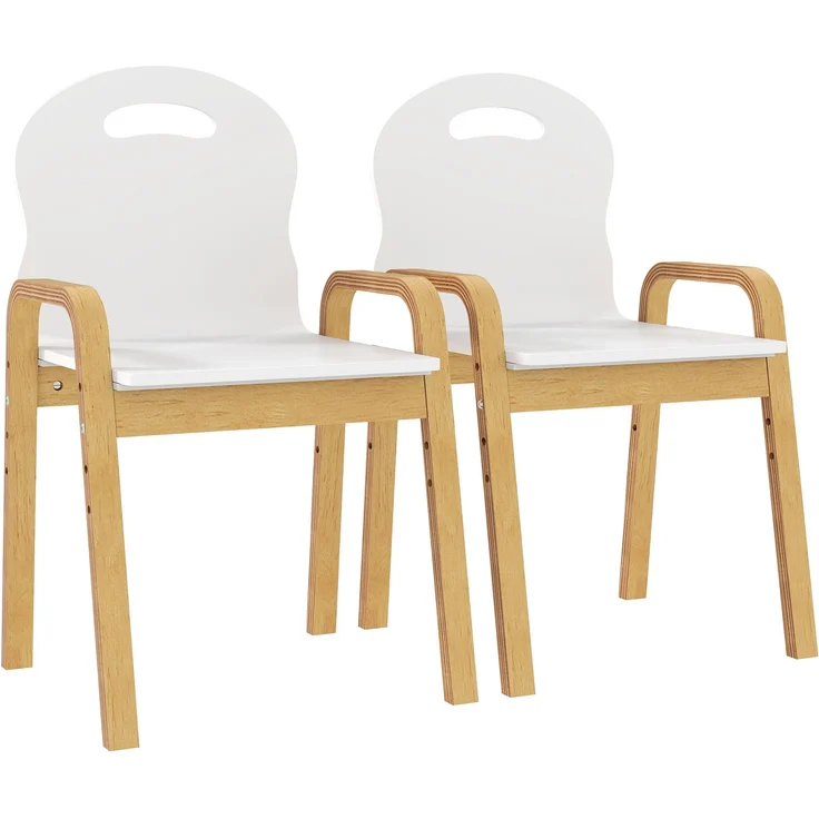 AIYAPLAY Kinderstuhl, Birkenholz, Weiß, 39L x 34B x 61,5H cm – Bild 1