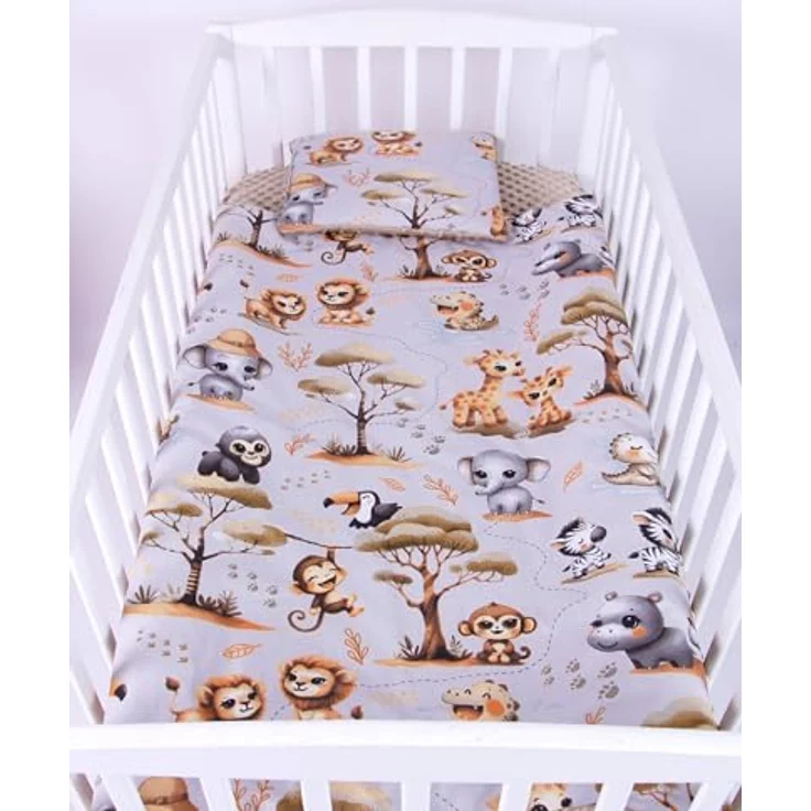 Babydecke BABYLUX Babydecke Krabbeldecke MINKY Kuscheldecke 75x100 cm+KISSEN, BabyLux, K149 - Beige + Dschungel – Bild 4