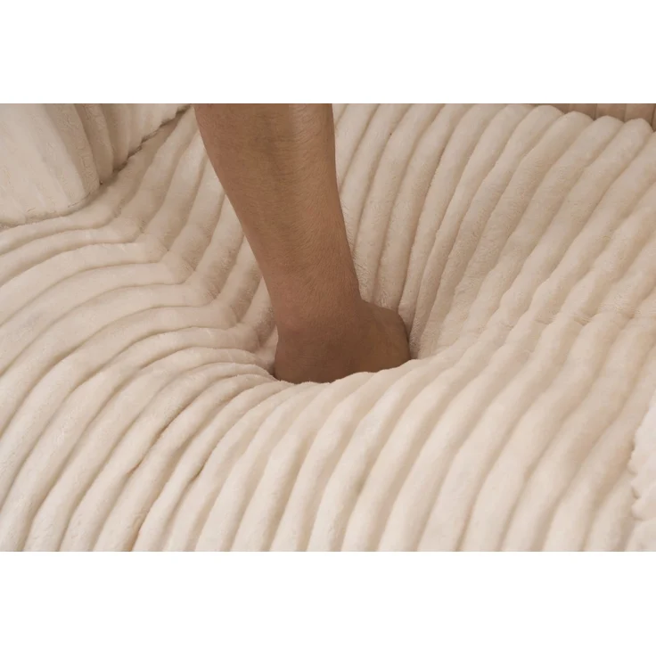 Sitzsack in Beige 116cm×110cm×61cm aus Cord – bereits befüllt, montagefrei für Wohnzimmer, Schlafzimmer und Balkon – Bild 9