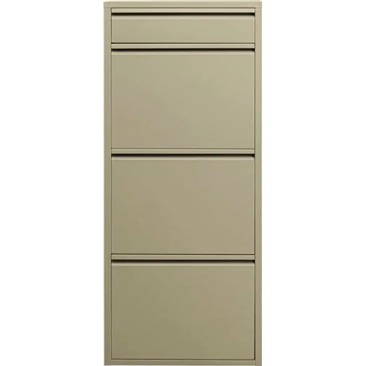 Kare Design Schuhschrank Caruso 3 Plus 1, Khaki, 114,5x50x15cm, Schuhkipper, Schuhregal, Schuhablage, 3 Fächer für 6 Paar Schuhe + 1 Fach für Schlüssel, Stahl, Schmal, Eingangsbereich