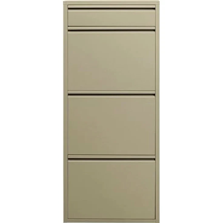 Kare Design Schuhschrank Caruso 3 Plus 1, Khaki, 114,5x50x15cm, Schuhkipper, Schuhregal, Schuhablage, 3 Fächer für 6 Paar Schuhe + 1 Fach für Schlüssel, Stahl, Schmal, Eingangsbereich – Bild 1