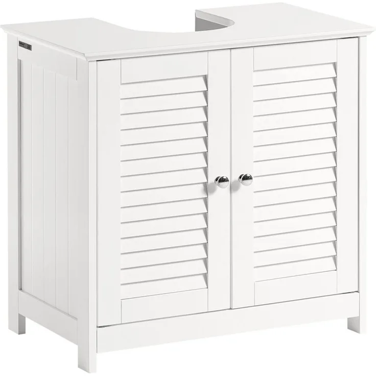 SoBuy FRG237-II-W Waschbeckenunterschrank, MDF, Lackiert, Weiß, 57 x 58 x 35 cm