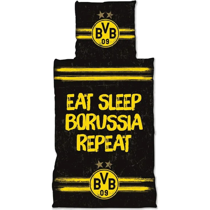 BVB Borussia Dortmund Bettwäsche Eat. Sleep. Borussia. Repeat. 135 x