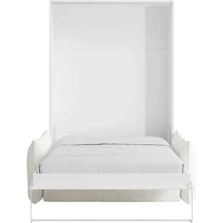 Vente-unique - BEGANIO Bett Holz, Platte BeigeWeiß - B 141 cm239,2 cm x H 225 cm x L 188 cm – Bild 3