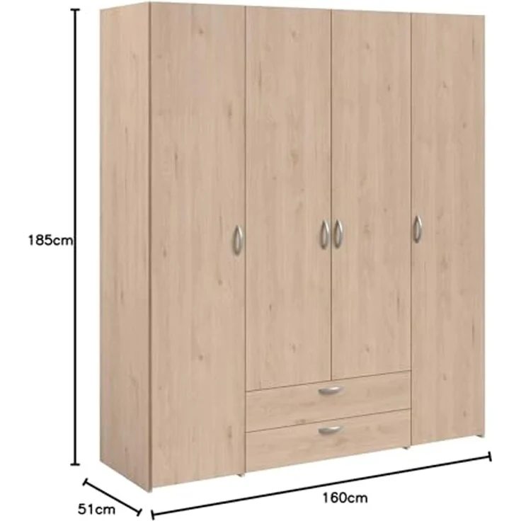 Daily 11 Kleiderschrank 4-türig Holzoptik 160x185x51cm – Bild 3