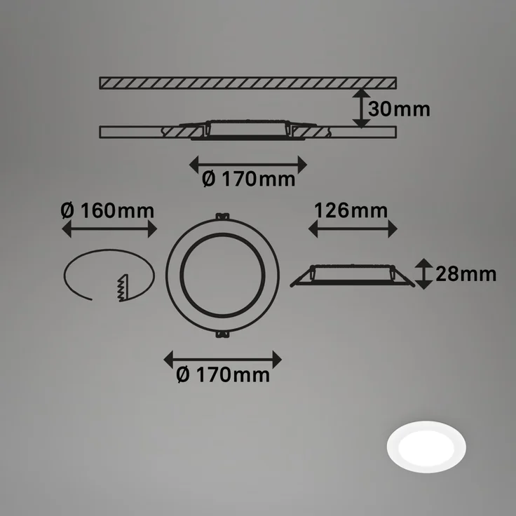 Briloner LED Einbauleuchte Ultraflat 12W 1200lm weiß – Bild 3