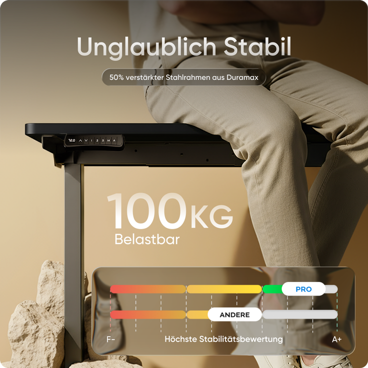 DESKSPACE PRO Elektrisch Höhenverstellbarer Schreibtischgestell mit Memory Funktion, Grau – Bild 3