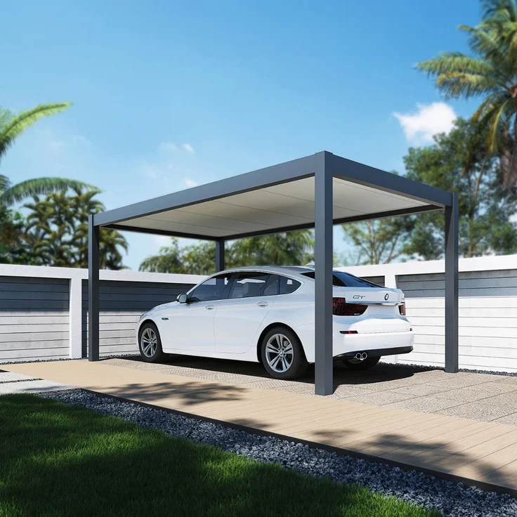 Weide Carport aus Aluminium | 3 x 5,3 M | Garage anthrazit | Autoüberdachung – Bild 3