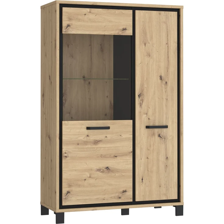 FORTE 'Trondheim' Highboardvitrine, Holzwerkstoff, Schwarz/Braun, 101,4 x 161 x 41,5 cm – Bild 6