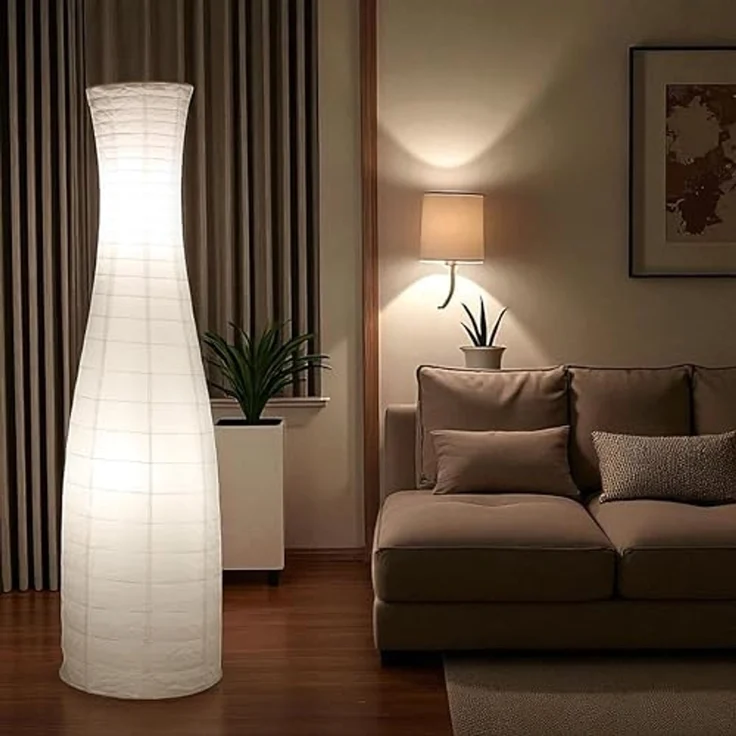 TRANGO LED Stehlampe, 1231L Design LED Reispapier Stehlampe *SWEDEN* Reispapierlampe *HANDMADE* Stehleuchte mit weißem Lampenschirm inkl. 2x E14 LED Leuchtmittel - Form: Rund - Höhe: 125cm, warmweiß, Wohnraumlampe - Standlampe – Bild 7