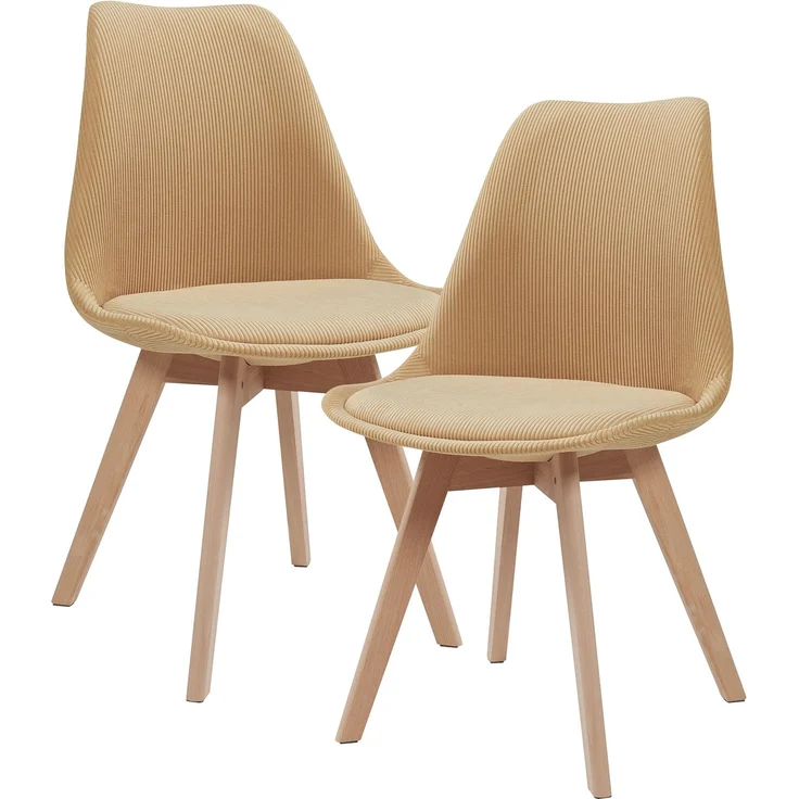 Esszimmerstuhl Fläten 2er Set Cord Senfgelb [en. casa] – Bild 2