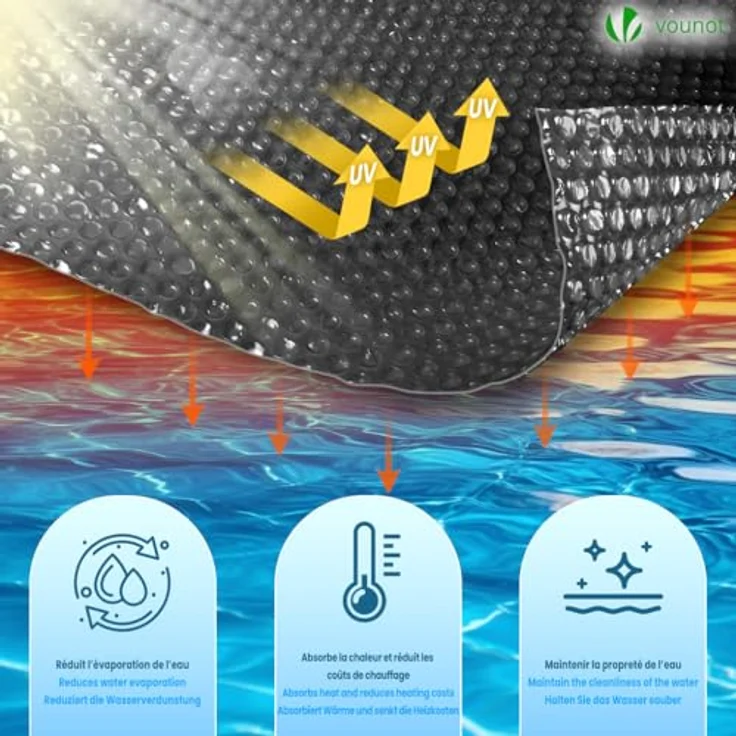 VOUNOT Pool Solarabdeckplane Rund Ø 305 cm, Premium Pool Solarplane Stärke 120 µm, Solarfolie Pool Zuschneidbar, Solarabdeckung Poolheizung Wassererwärmung Wärmeplane Schwarz – Bild 7