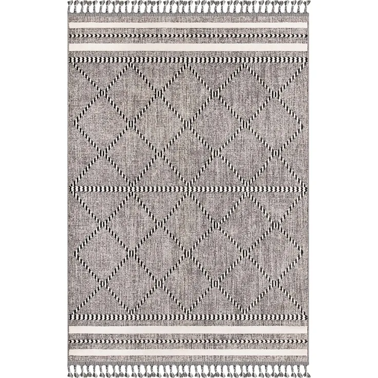 Zenith Blauer Teppich 78 x 150 cm Polyester Grau 88779323 [en. casa]