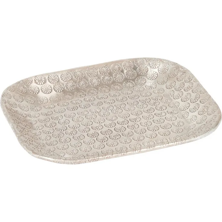 Marrakesch Orient & Mediterran Interior Dekotablett Tablett Kerzentablett Skandinavisch Janshir Silber 28cm Eckig, Handarbeit