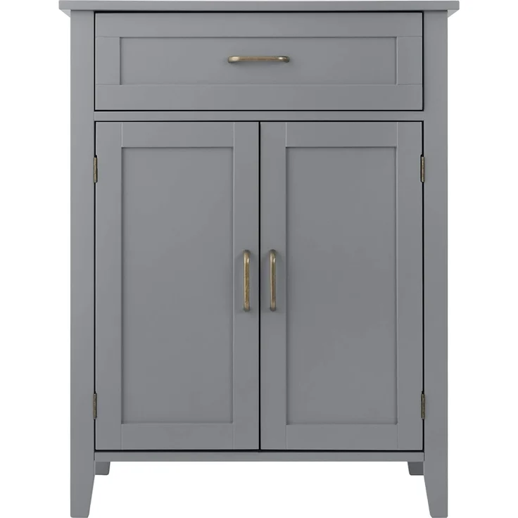 Teamson Home Mercer Holz Badezimmermöbel Boden Aufbewahrungsschrank Schublade & Verstellbare Regale Grau EHF-F0018 – Bild 7