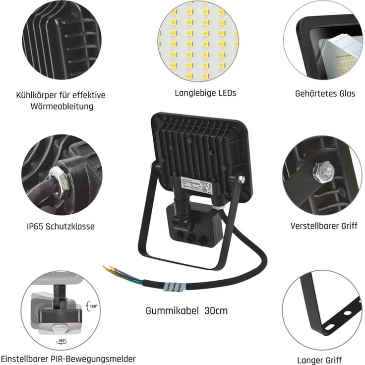 NOCTIS LUX 2 SMD 230V 20W IP44 WW black with sensor – Bild 3