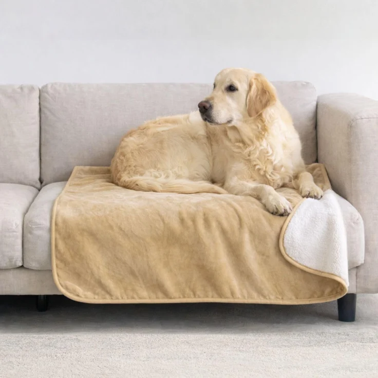 Dreamzie - wasserdichte Hundedecke Flauschig - 80x100cm - Beige